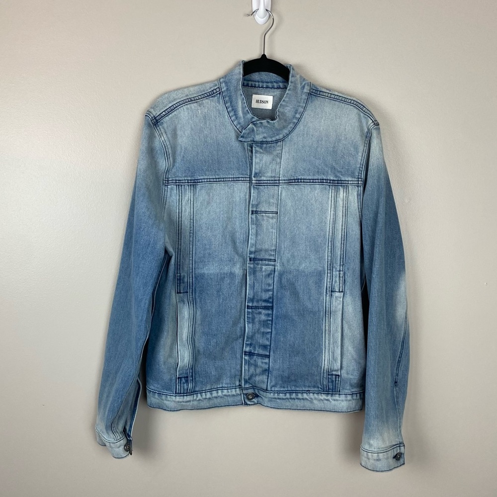 Hudson Jeans Light wash denim Moto jacket slim fit size large